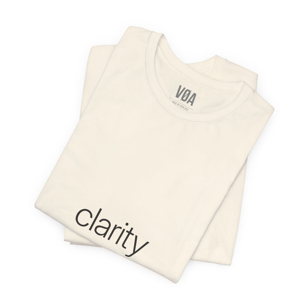 VØA NO.02 — "Clarity Isn't Cruelty" Women's Minimalist Typography T-Shirt
