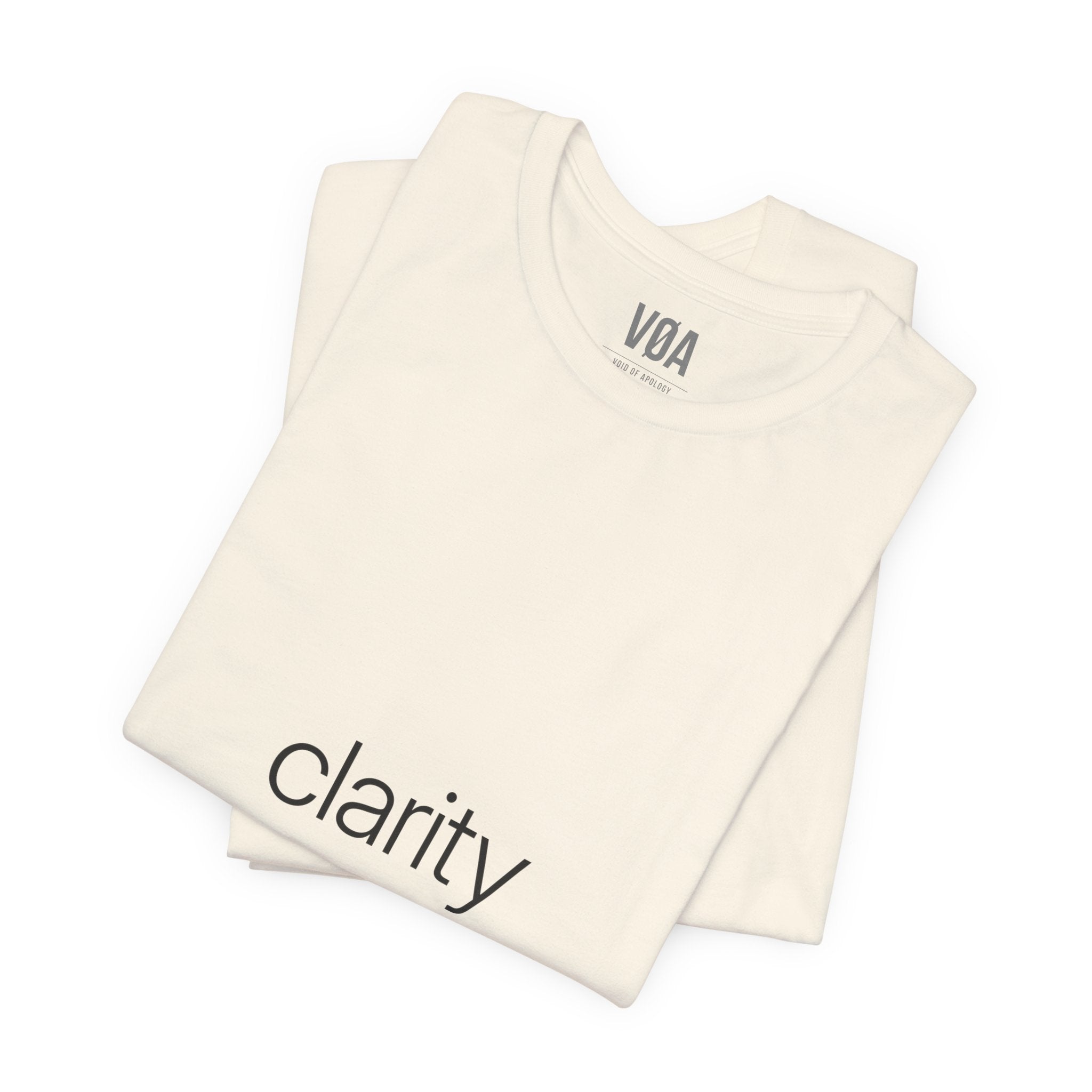 VØA NO.02 — "Clarity Isn't Cruelty" Women's Minimalist Typography T-Shirt